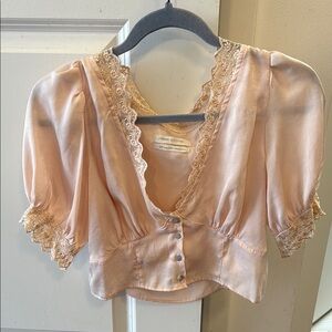 Urban Outfitters Orange Puff Sleeve Crop Blouse